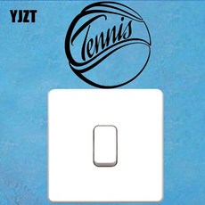 Yjzt 테니스 공 라켓 클럽 스포츠 비닐 벽 데 칼 홈 장식 조명 스위치 스티커 8ss 2398, 1개, 검정