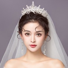 웨딩티아라 신부 결혼 머리장식 2020뉴타입 유럽미국 기품 바로크 예복 화이트망사 액세서리 헤어장식품