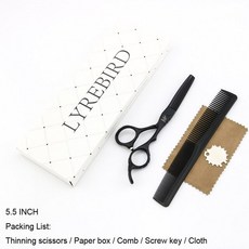 헤어 가위 블랙 5.5 6 인치 플랫 스크류 블루 또는 레드 스톤 안티 슬립 핸들 LYREBIRD NEW, 1개