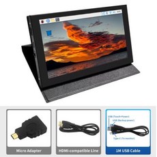 보조모니터 포터블모니터 거치대 7 인치 IPS 터치 스크린 HDMI 호환 LCD 라즈베리 파이 오렌지 윈도우 PC 디스플레이 피티컬 케이스 포함 휴대용 모니터