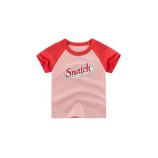 더메르시 Snatch 레드 배색 여아 반팔 여름 티셔츠