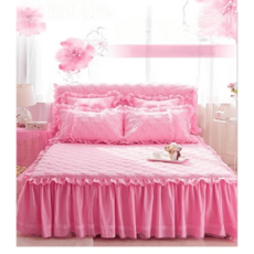 침대커버레이스 공주풍 쓰리피스 프릴 침대커버, 2.0×2.2미터침대스커트+베개커버2개+침대커버, 옵션1