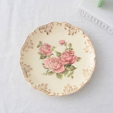 장미꽃 본 차이나 커피 세트 영국 도자기 차 세라믹 냄비 크리머 설탕 그릇 티타임 주전자 컵 머그잔, 09 Saucer A, 1개