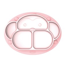 앙쥬 실리콘 흡착 몽키 식판 + 뚜껑, 핑크