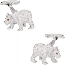 Cuff-Daddy Silver 톤 Swarovski Crystal 베어 커프스 링크와 Swarovski Eyes with Presentation Box
