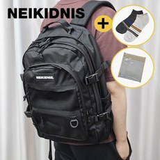 [국내매장판] 네이키드니스 앱솔루트 백팩 책가방 학생 노트북 블랙 남자 여자 중학생 고등학생 대학생 NEIKIDNIS + 패턴 발목양말