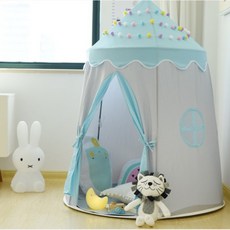 놀이방 텐트 아지트 텐트 놀이방 인테리어 캐노피, 놀이텐트 블루 +천장볼