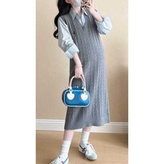 임산부원피스 조끼 드레스 2피스세트 뜨개스웨터 겨울