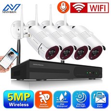 H.265 5MP 고화질 무선 CCTV 시스템 실외 오디오 레코드 방수 Bulllet WIFI IP 보안 카메라 8CH NVR 영상 모니터링 키트, 없다, 영국 플러그, 8채널 NVR 4종 세트 카메라, 1개