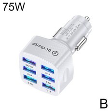 차량용 USB 고속 충전 휴대용 휴대폰 충전기 어댑터 R5r8 용 Qc3.0 15A 6 포트 블랙 화이트 75W, 02 B, 1개