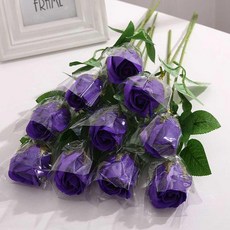 라이크 로즈 인조 알프스프라자축하화환 프리저브드꽃다발 10 발렌타인데이 육일 여자 친구에게선물 아내 생일 예, 자색 （빅 비누 알프스프라자축하화환