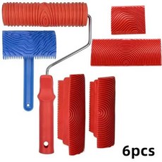 페인트 롤러 브러시 고무 우드 그레인 엠보싱 모조 벽 아트 장식 DIY 창작 기기 6 개 8, 1개