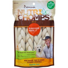 NutriChomps Dog Chews 6-inch Braids Easy to Digest Long Lasting Rawhide-Free Dog Treats Healthy 4 Count Real Milk flavor, 1개