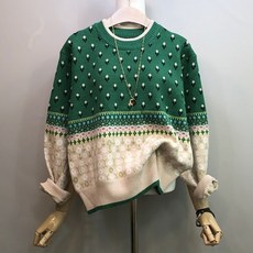 라임브릿지 아이비 나염 라운드 니트