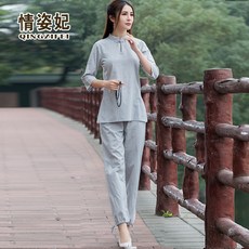 주식회사 주 한복 린넨세트 차이나 여름옷 중국식 공연복 면린넨 다복 부처님 수행 유니폼 에스닉 태극복 거사 룩 여성