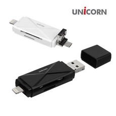 유니콘 XC-1000A IOS8핀 USB 5핀 OTG겸용 멀티카드리더기, 상세설명 참조, 화이트