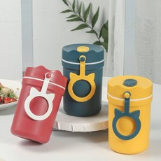 Bento 상자 아이들을위한 만화 도시락 상자 휴대용 음식 Thermos 손잡이를 가진 Leakproof 음식 콘테이너 선물 숟가락 부엌 부속품|런치 박스|, Blue Long belt, 1개, CHINA