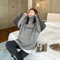 메종드아무르 돌돌이니트 돌돌니트 우물우물다 하우스 맟춤제작 목폴라 블러킹 스웨터 여성 겨울 가을 와이드 루즈핏 핏아우터