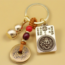 오프라벨 황동 열쇠고리 재물 띠 행운 수호신 키링, 1개, 용