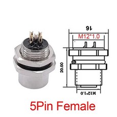 M12 센서 커넥터 패널 후면 마운트 방수 플랜지 소켓 스레드 커플링 암수 A 코드 3 핀 4 5 8, 8. M12 Female 5pin, 1개
