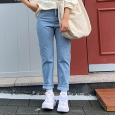주니어 딱 베이직 난스판 일자핏 데님 팬츠 초등학생 중학생 고등학생