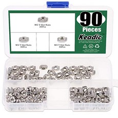 Keadic 90pcs 2020 시리즈 T Nut M3 M4 M5 해머 헤드 패스너 다운로드 T 슬롯 너트 분류 키트 알루미늄 프로파일에 대 한 유기 상자 (Kit - 1), Kit - 1