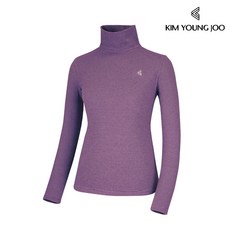 핑이너웨어 김영주 여성 스트라이프 터틀넥 마이크로 극세사 기모 티셔츠 / 여자 골프 등산 스판 겨울 목폴라 긴팔티