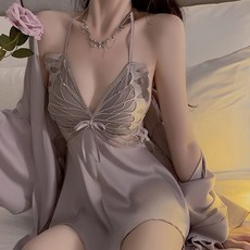 Rakumin 실크 슬립 이벤트속옷 란제리 야한 섹시슬립 섹시한속옷