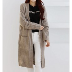 더끌림 언발 골지 롱 니트 가디건