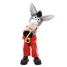 gift of love 노래하고 춤추는당나귀인형 작동봉제인형, 빨강, 40cm