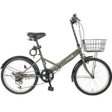 MOBIMAX 20인치 시마노 6단 기어 일본 미니벨로 마마차리 바구니 접이식 자전거, 카키