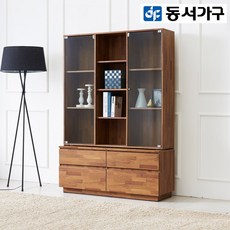 동서가구 LV 라떼 600&800&1200 유리장식장 8종, 07. 라떼 1200 2단 유리장식장 (918499) 멀바우