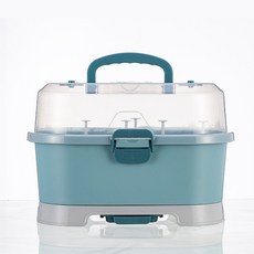 Ningbo Margin 젖병건조대 이유식기건조대+젖병 스텐더 5p 뚜껑형 식기건조대 서랍식물받침, 블루