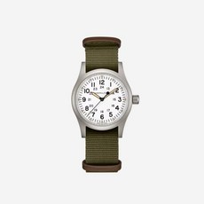 [정품 보증] 해밀턴 카키 필드 메카니컬 38mm 나토 스트랩 그린 화이트 Hamilton Khaki Field Mechanical