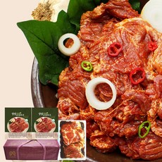 뼈없는 돼지 순살 포크 간장맛 양념 고기 선물세트 3kg 2팩 캠핑 구이 칼집 냉동 돈육 밀키트 펜션
