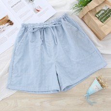 봄여름 스타일 순면 이중 거즈 커플 반바지 수면바지 남녀 비치팬츠 와이드 홈