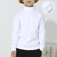 모찌스토리 유아 아동 초등학생 중 고등학생 성인 기본 흰색 목폴라티셔츠