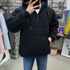 용된다 남자 오버핏 패딩 아노락 반집업 후드티 5COLOR