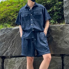 남자린넨셔츠셋업
