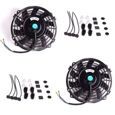 업그레이드 8 2팩 유니버설 고성능 12V 슬림 전기 냉각 라디에이터 팬 장착 키트 7