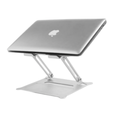 견고한 맥북 노트북 거치대 스탠드 받침대 접이식 각도조절 냉각 휴대용 알루미늄 미끄럼방지, 실버