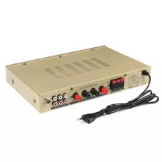 블루투스 5 채널 파워 앰프 HiFi 스테레오 스피커 앰프 지지대 FM 라디오 2 마이크 USB SD 카드 입력 2200W, 1) gold EU plug, 01 gold