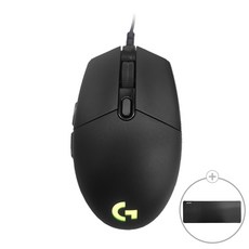 로지텍 G102 2세대 LIGHTSYNC 게이밍 유선 마우스 MU0054 + 마우스 장패드, 블랙