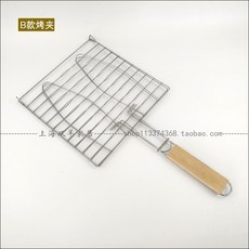 나무손잡이 생선구이 크롬도금 바베큐집게 바베큐망 가정용 판그릴, T02-크롬도금 생선구이 클립(B평행 테니스 체크)