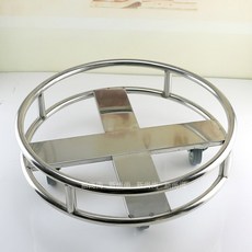 제이라프 마대 소재 급식소 수납 바퀴달린 분리 육수통 원형 호이스트 이동식 운반카트 원형카트 스텐, 펀칭 지름 52cm, 1개