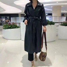 kirahosi 여성 시크한 롱 PU 자켓 가죽 라이더 트렌치코트 276호+덧신증정 CWkjqjzo