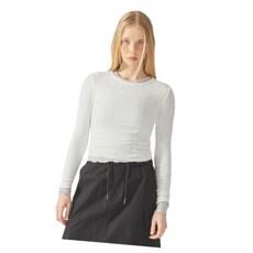 매장정품 WHO.A.U 후아유 [캘리걸]Ribbed Long Sleeve T-shirt(Frill) WHLAF2331F 318723