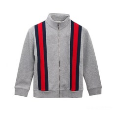 구 찌 구 찌 키 즈 그레이 스 트 라 이 프 패턴 면 터 틀 넥 지퍼 맨투맨 5126399 T78 1266 그레이 6A / 6 세 / 116 cm