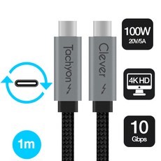 클레버타키온 PD USB 3.1 Gen2 C타입 100W 고속충전케이블 충전 케이블, 본품 100cm, 1개