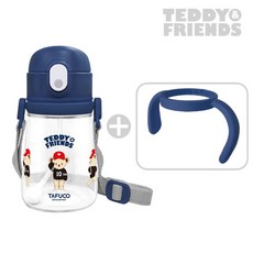 타푸코 테디베어 프렌즈 트라이탄 목걸이 양손잡이 빨대컵 360ml, 네이비, 360ml, 1개